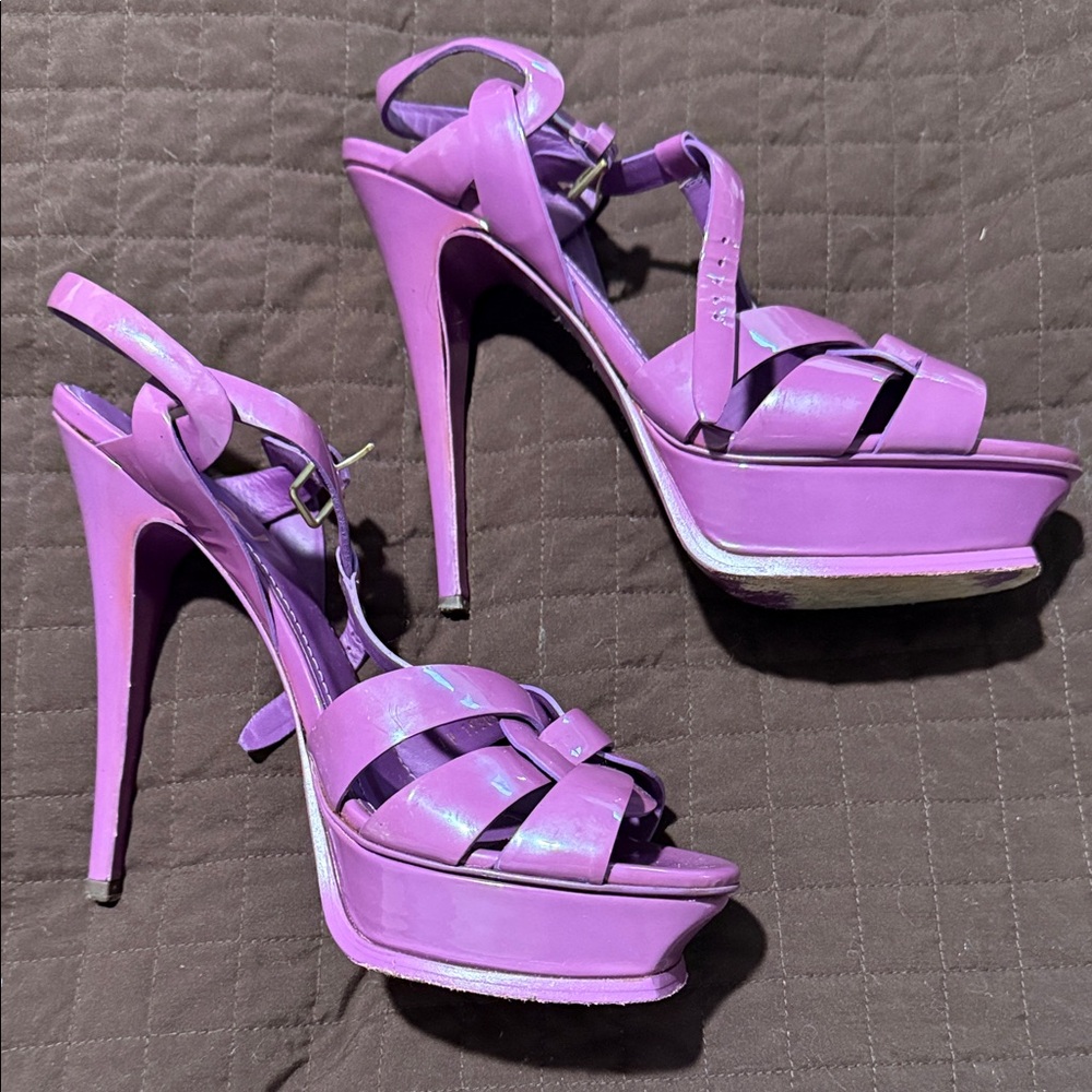Yves Saint Laurent Bold Purple Strappy Heels